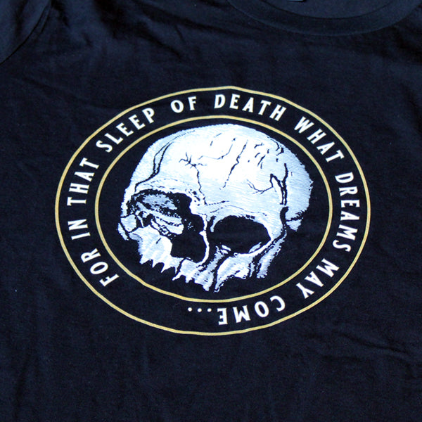 Black t-shirt with yellow and white central graphic