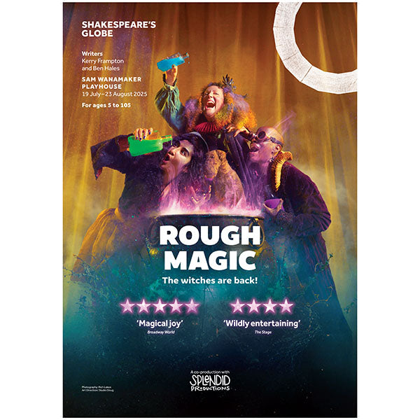 poster of three witches pouring potions into a large cauldron