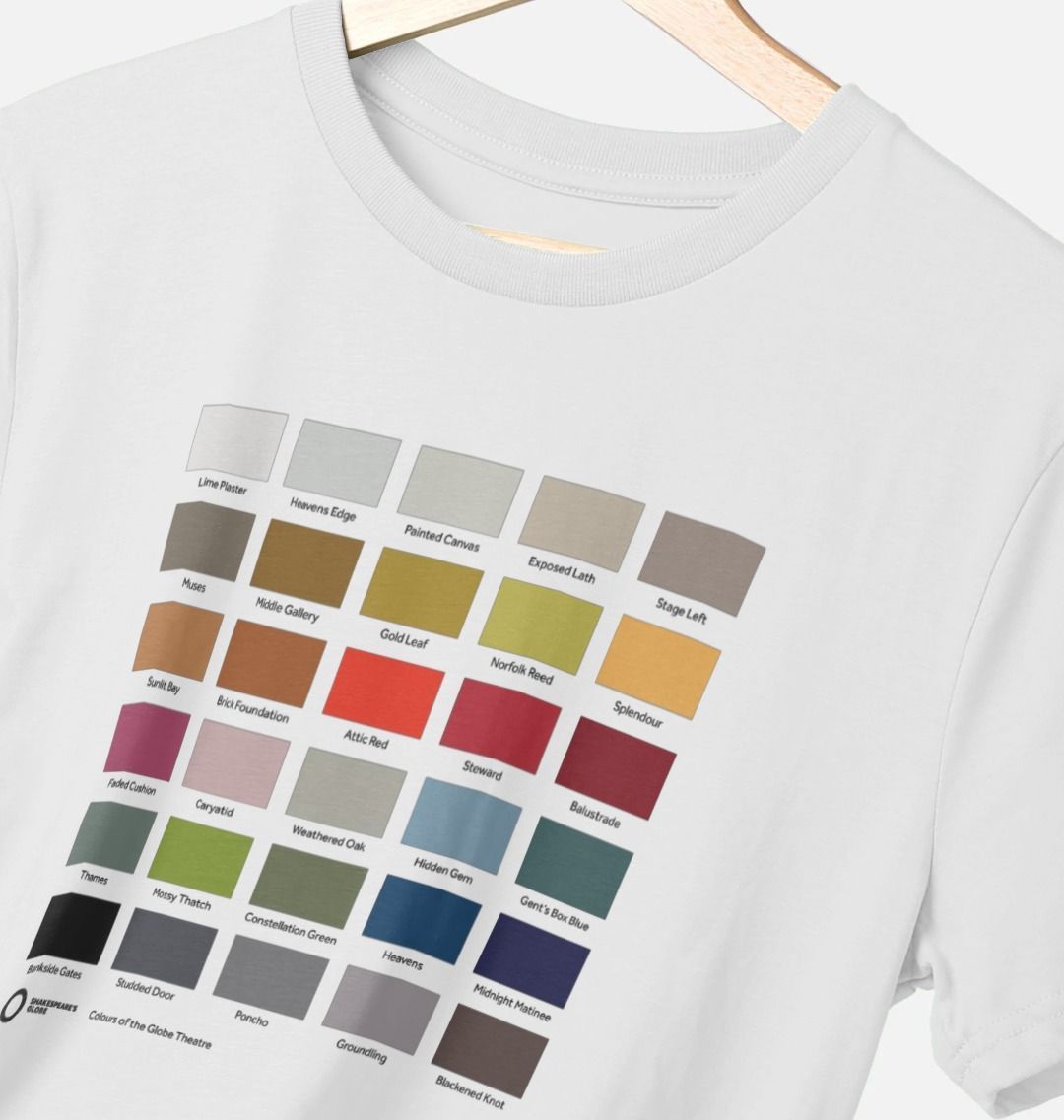 White cotton t-shirt with a colour block design on the chest