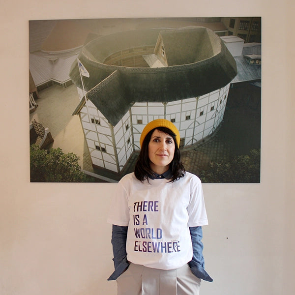 White standard fit t-shirt with celestial graphic text print across the centre front