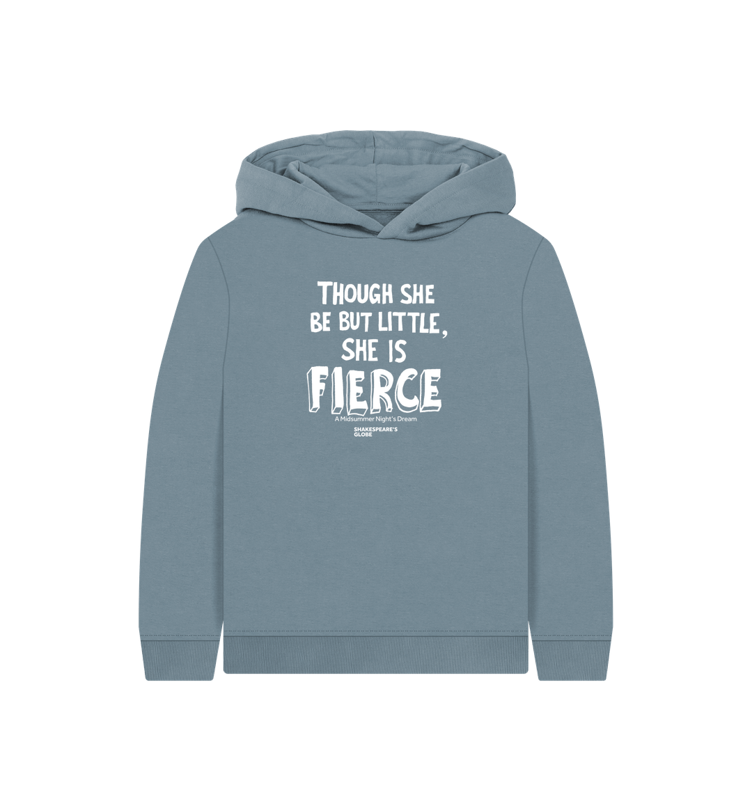 Stone Blue Printed Kids Hoodie graphic white font design on the centre front