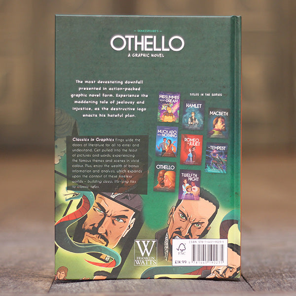 Forest green hardback book with white text, featuring small images of all other books in the series.