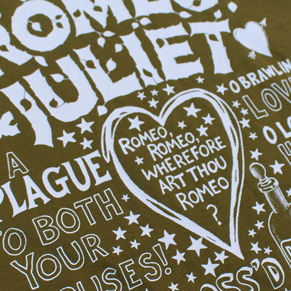 green t-shirt with a white text print to the front