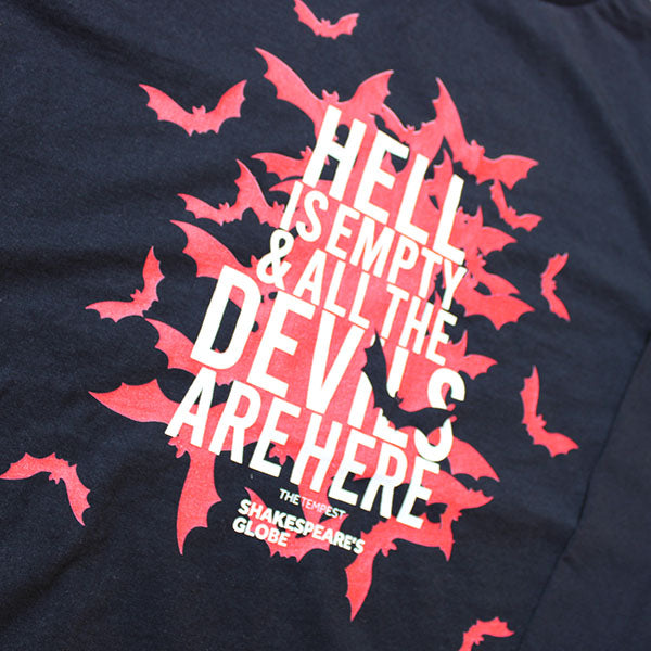 Black sweatshirt with red bats and white text