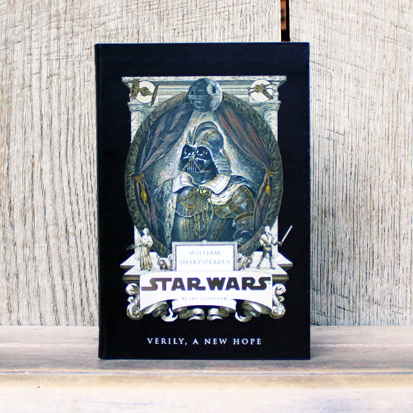 Book cover of 'Star Wars: Verily, a New Hope' with Darth Vader illustration on a textured background