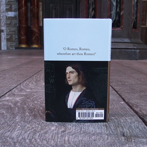 Back cover of a pocket sized hardback Collector's Library of Shakespeare play, Romeo and Juliet