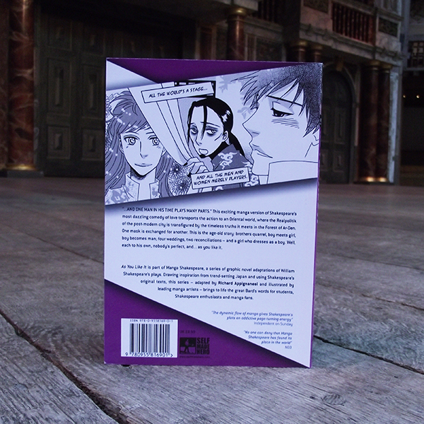 Paperback copy of Manga Shakespeare: As You Like It. Graphic novel illustrated by Chie Kutsuwada