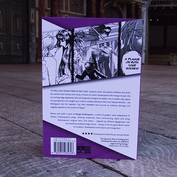Paperback copy of Manga Shakespeare: Romeo & Juliet. Graphic novel illustrated by Sonia Leong