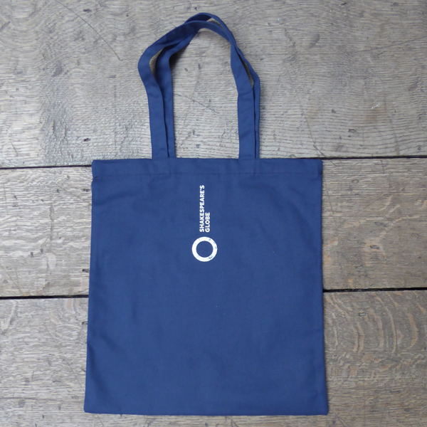 Reverse of a midnight blue bag from Shakespeare's Globe.