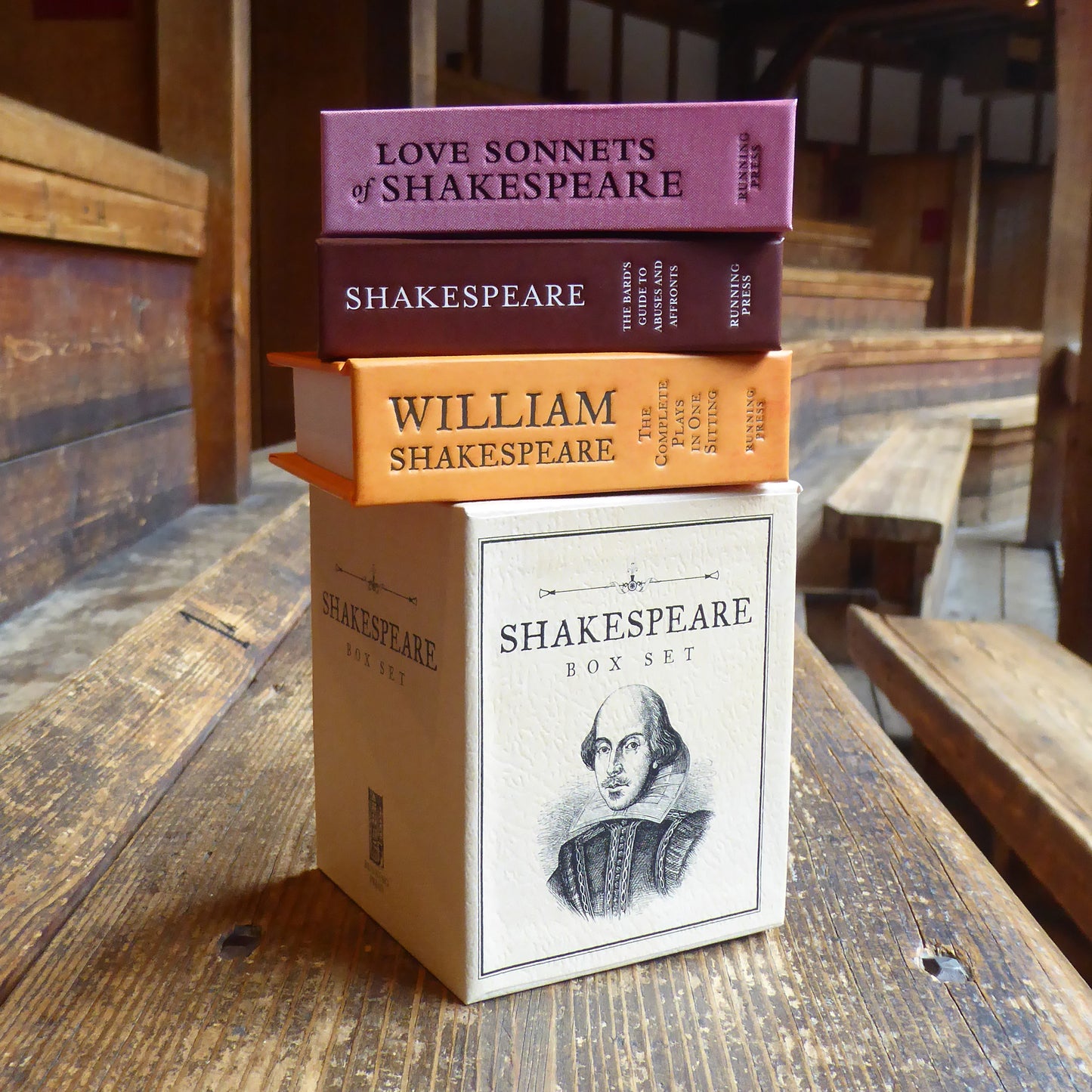 Miniature box set containing three novelty Shakespeare books in a hardback slipcase.