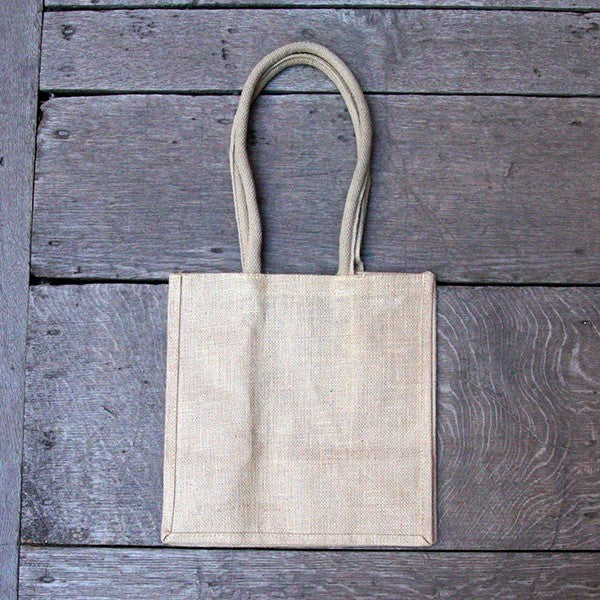 Natural jute tote bag with two handles