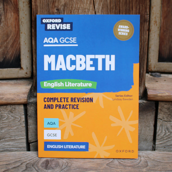 Blue and yellow book titles 'Oxford Revise Macbeth'