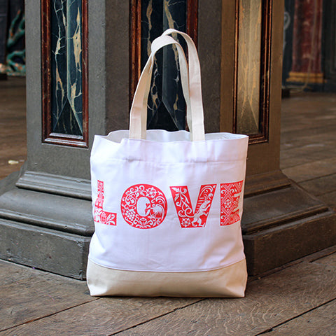 Folio Font Organic Tote Bag (Love) - Print to Order