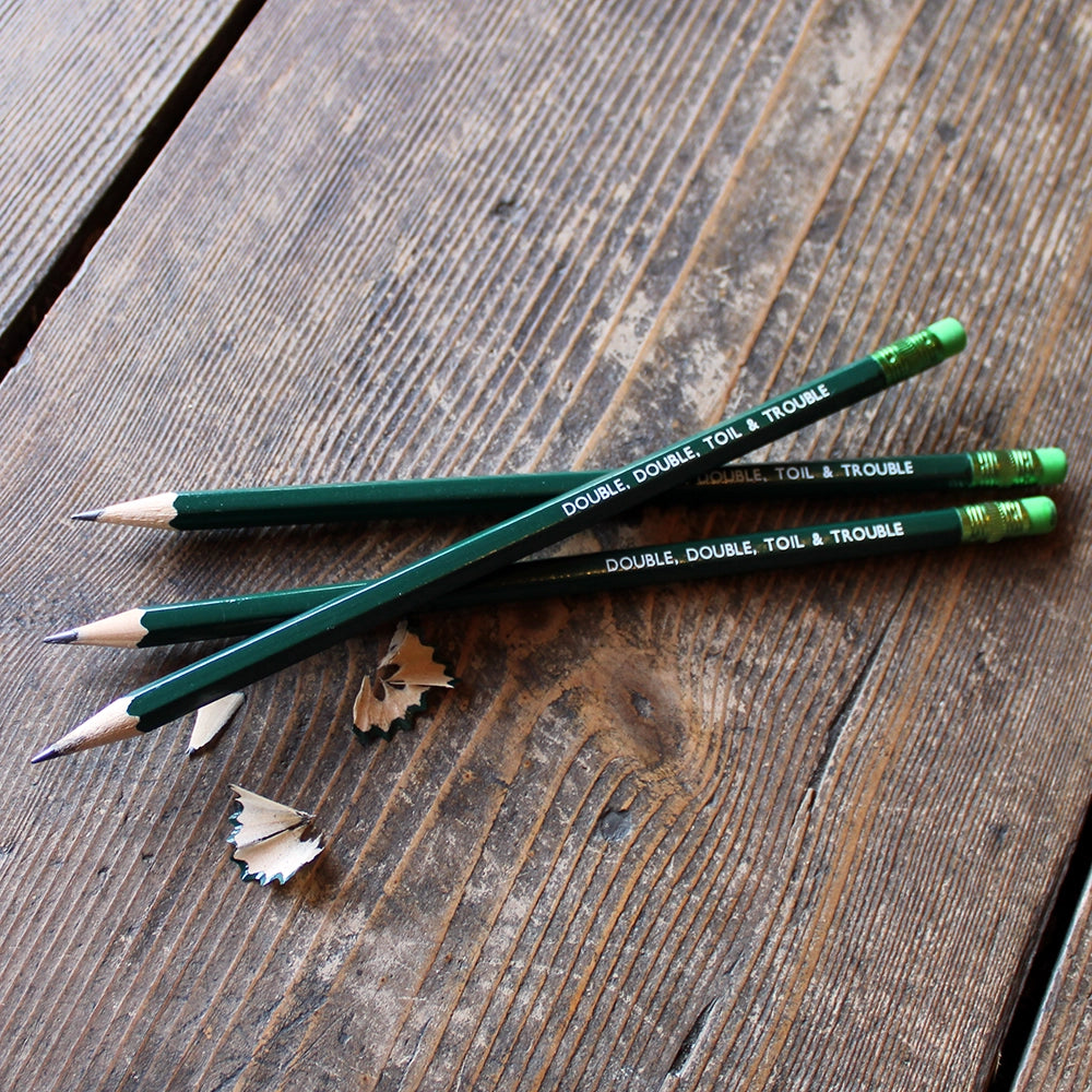 
                      
                        Forest green pencil with lime green eraser, stamped with white text
                      
                    