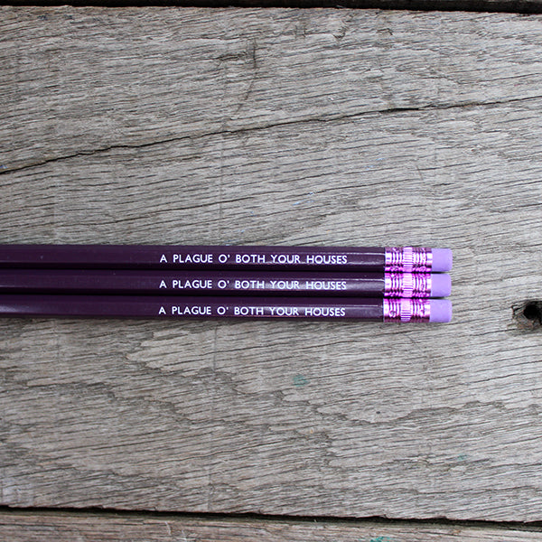 
                      
                        Deep purple pencil with lilac eraser, stamped with white text
                      
                    