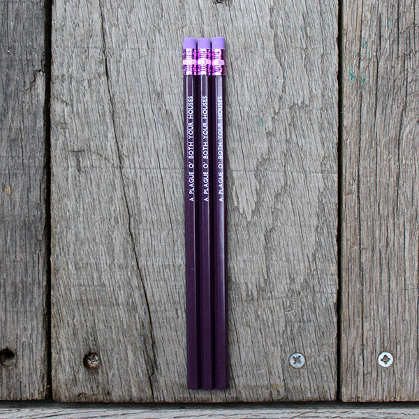 
                      
                        Deep purple pencil with lilac eraser, stamped with white text
                      
                    