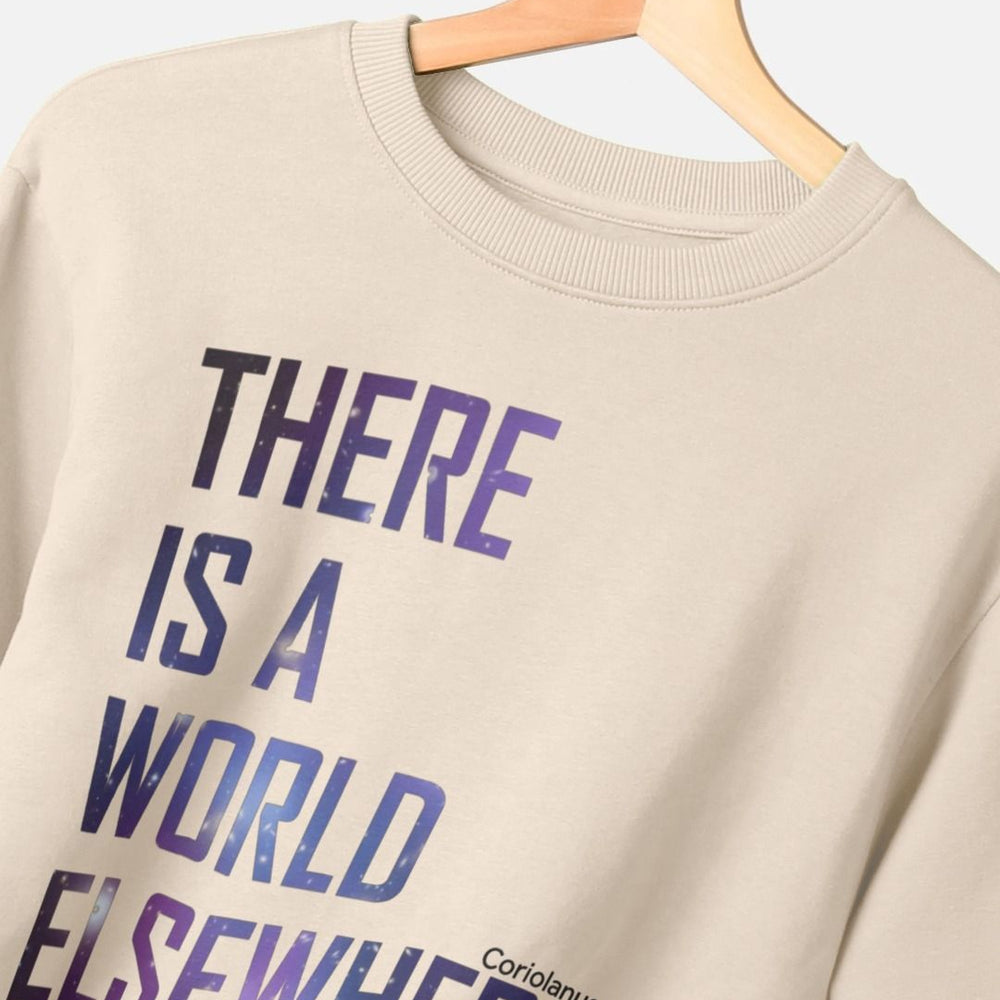 oat long sleeve sweatshirt with blue text