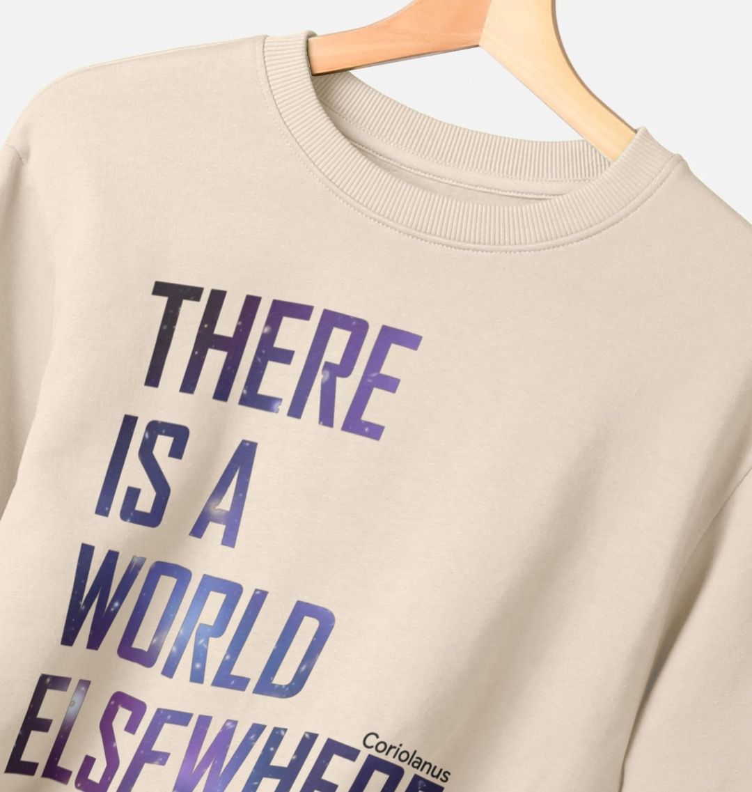 oat long sleeve sweatshirt with blue text