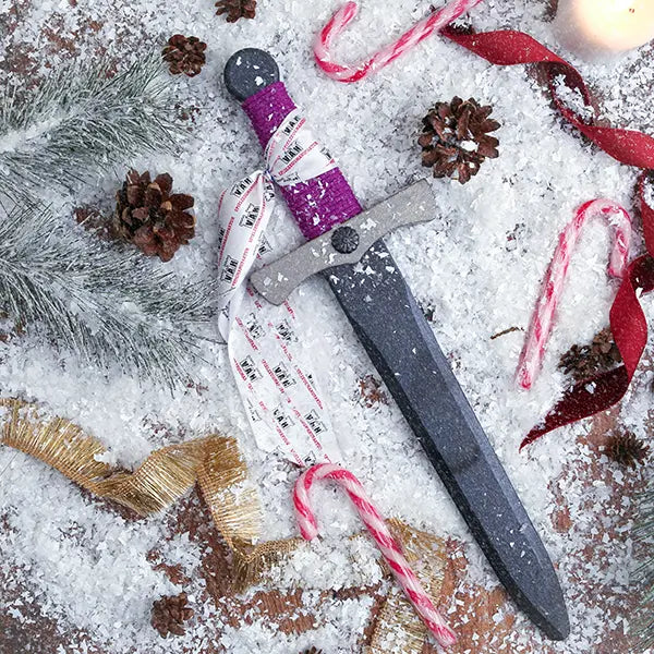 Wooden Dagger (Dark Silver Blade &  Purple Handle)