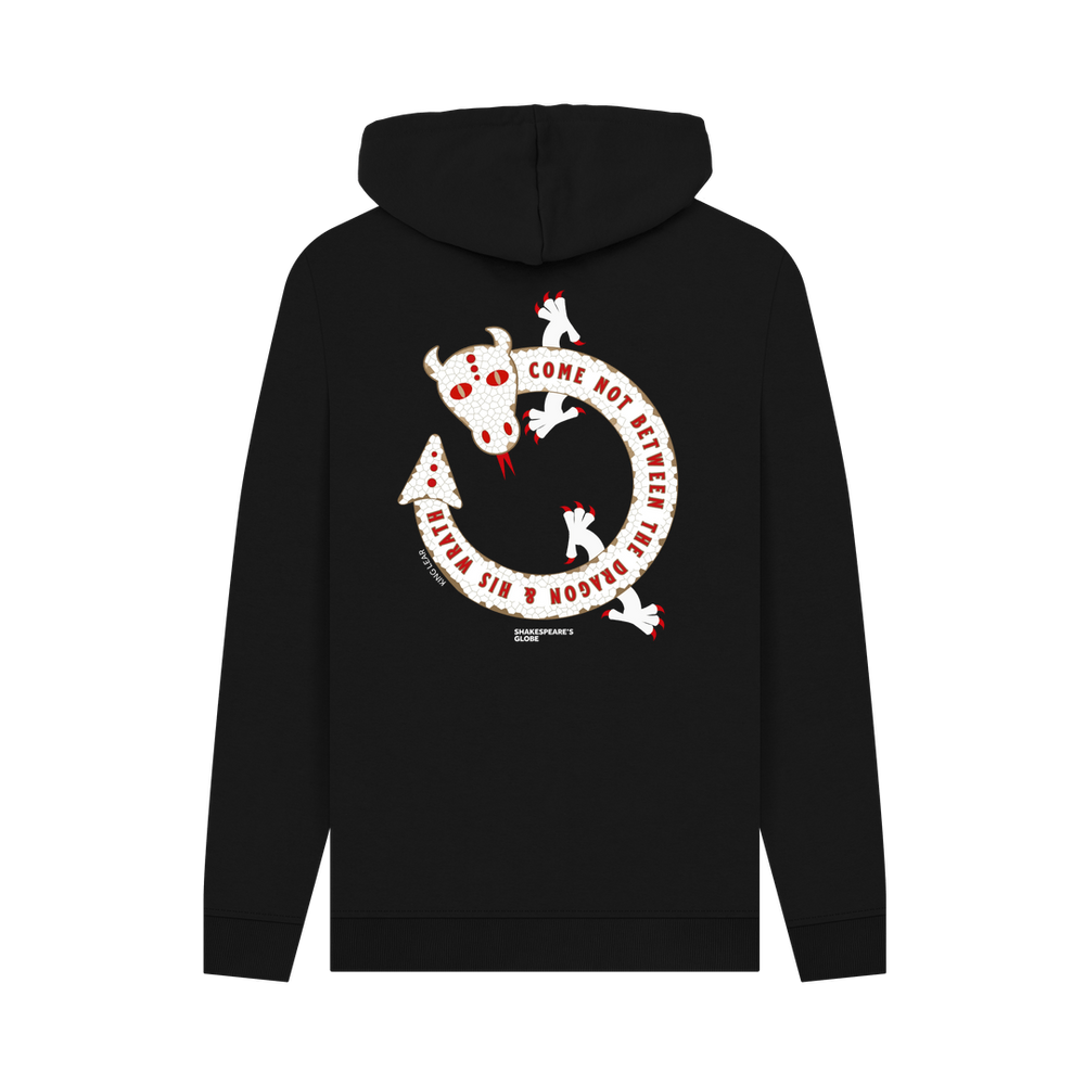 
                  
                    Black Printed Hoody with white circular graphic of dragon across centre back
                  
                