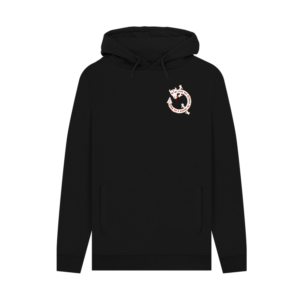 
                  
                    Black Printed Hoody with whit circular graphic of dragon on upper left chest
                  
                