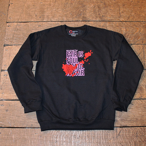 Black polycotton sweatshirt with hot pink central quote text and blood smear image