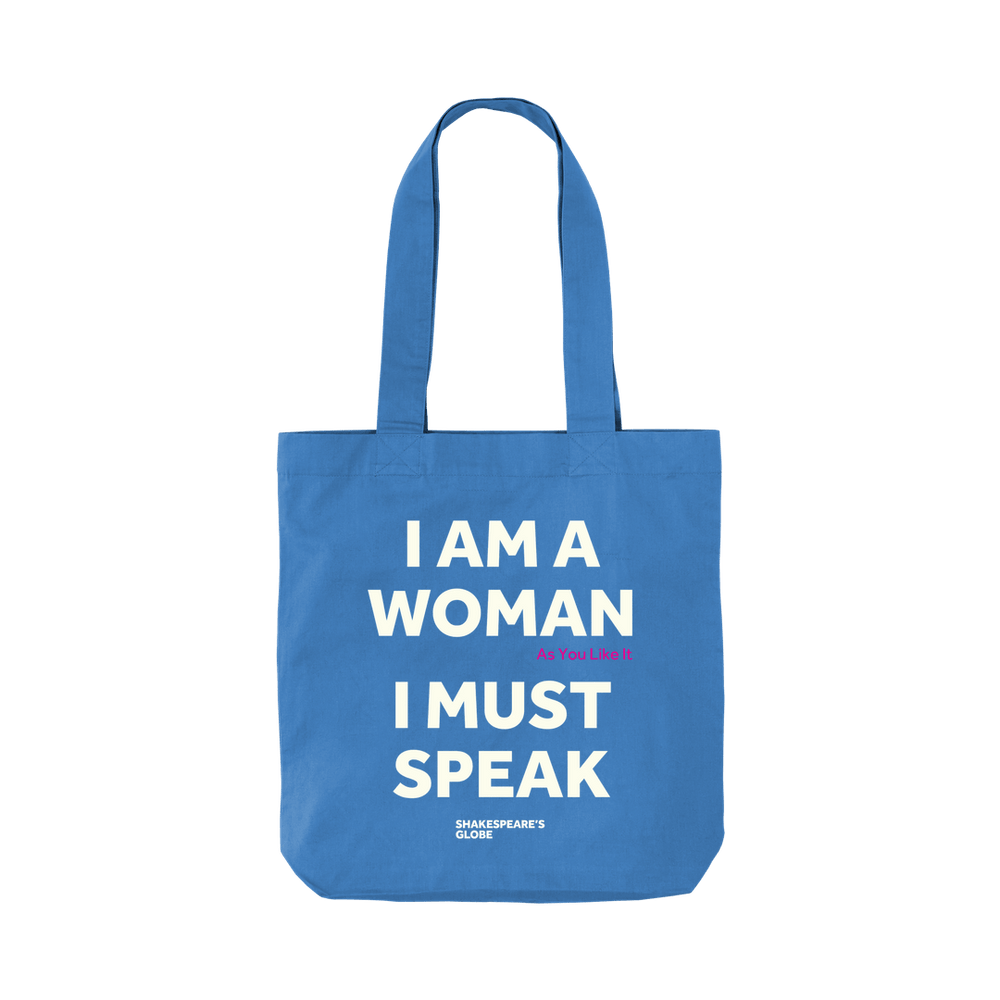 
                  
                    Cornflower Blue cotton tote bag with white graphic text print on it
                  
                