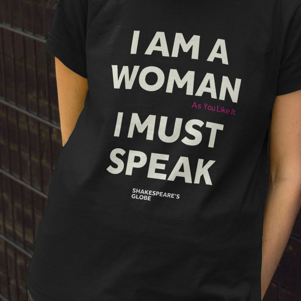 
                  
                    Black fitted ladies t-shirt with white graphic font on the centre front
                  
                