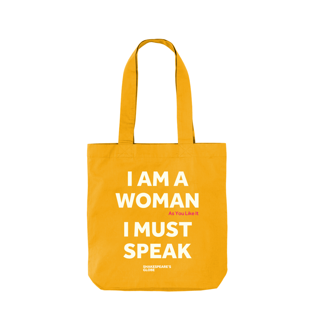 Sunflower yellow cotton tote bag with white graphic text print on it