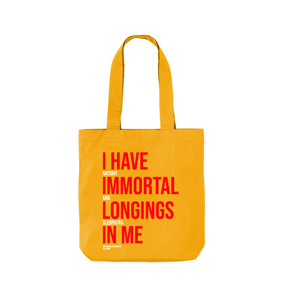 Sunflower yellow cotton tote bag with 2 handles, with centre front graphic text print in red and white