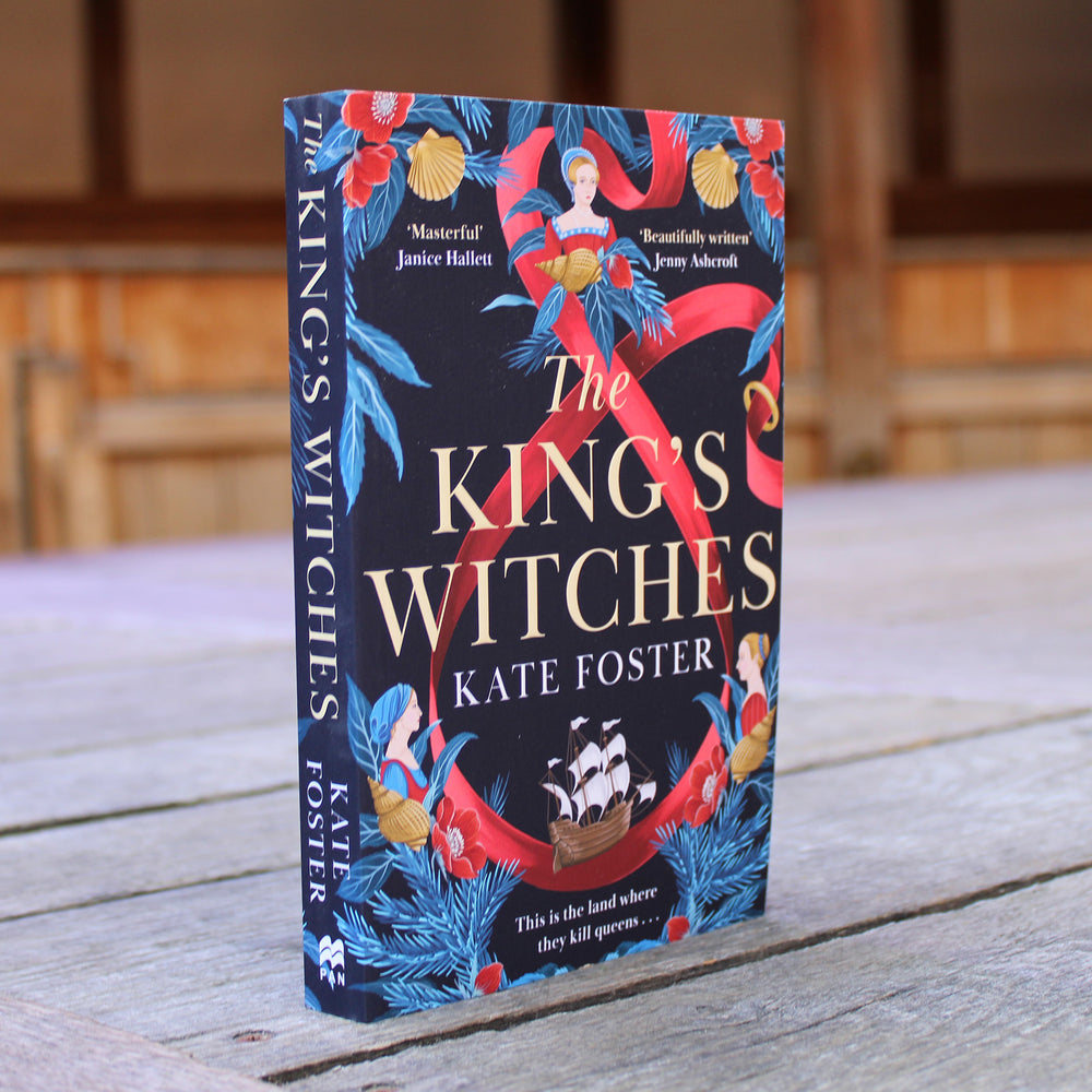
                  
                    paperback book with a blue and red cover standing on a wooden stage
                  
                