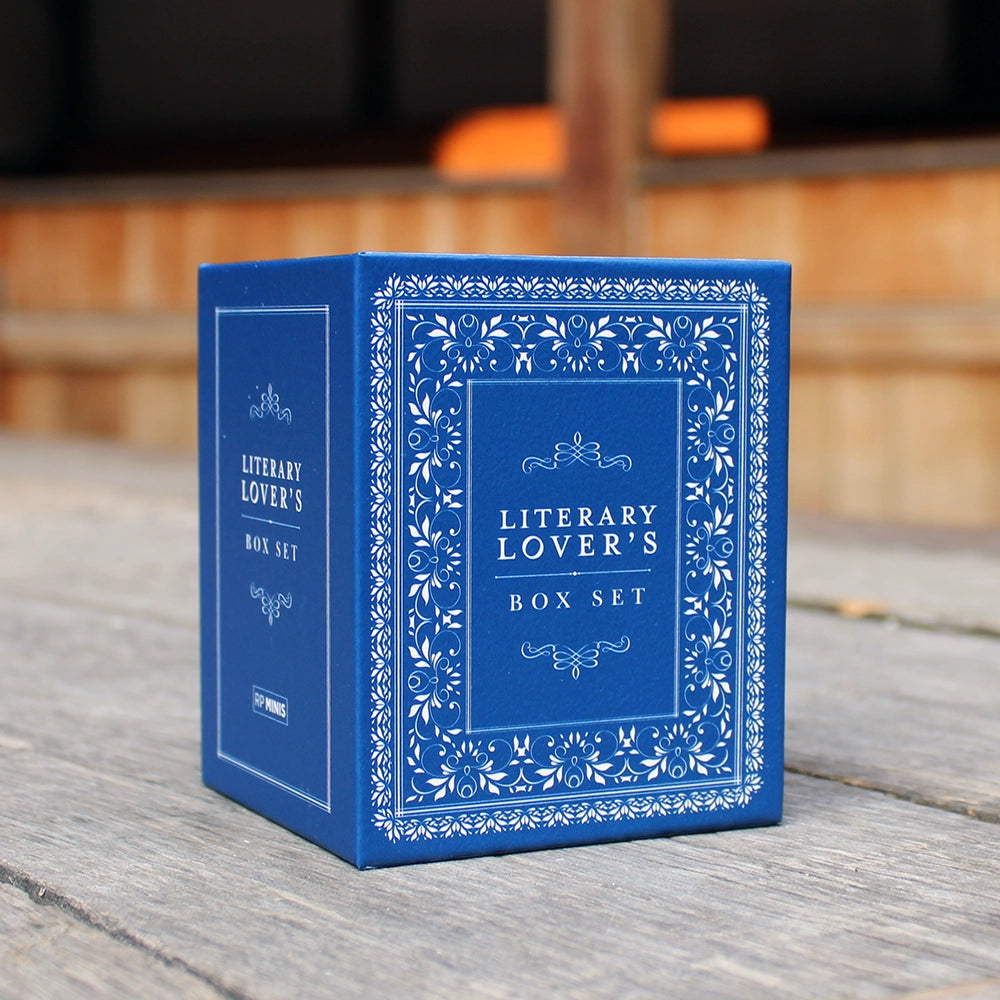 
                  
                    Royal blue box set of mini books with decorative white text
                  
                