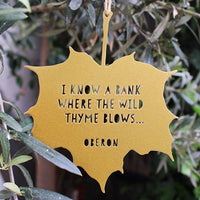 Midsummer Night’s Dream Leaf Quote (Oberon)