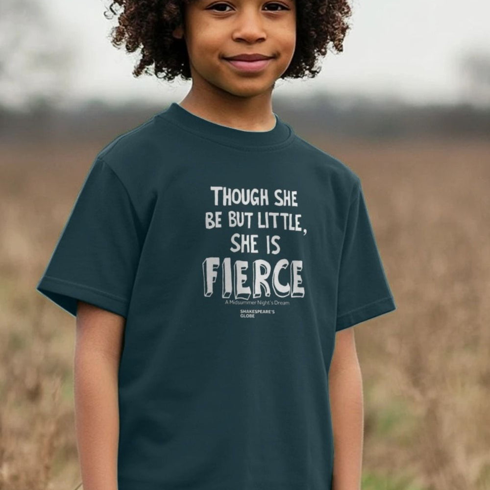 
                  
                    Navy blue children's t-shirt with white graphic text on the centre front
                  
                