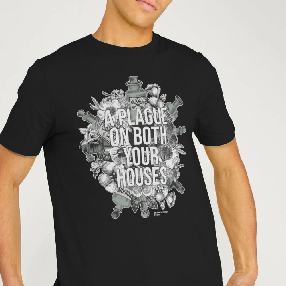 
                  
                    Black standard fit t-shirt with centre front graphic of poison bottles, flowers, and graphic white text
                  
                