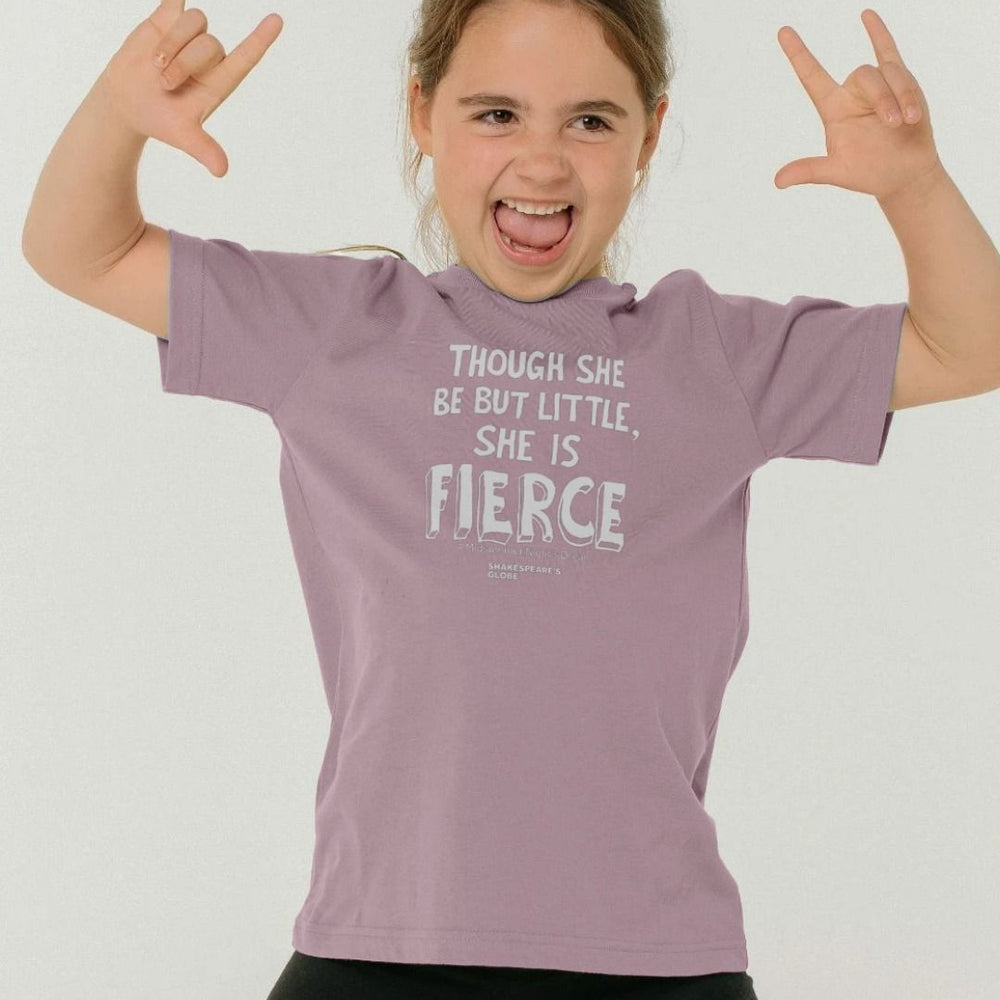 Rose pink children's t-shirt with white graphic text on the centre front