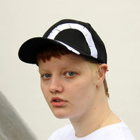 Black baseball cap with an embroidered Shakespeare's Globe theatre logo on the peak.