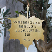 The Tempest Leaf Quote (Where the Bee Sucks)