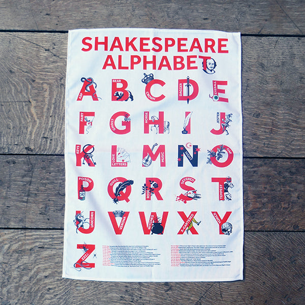 Shakespeare Alphabet Organic Tea Towel - Print to Order