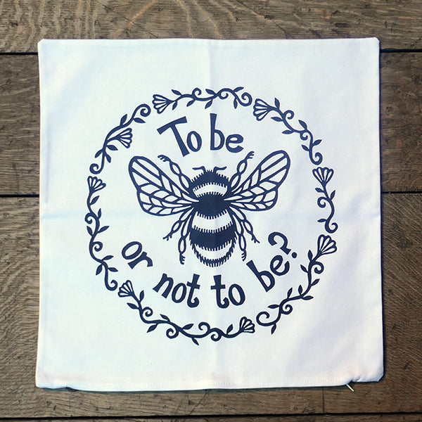 Hamlet Organic Cotton Cushion Cover (To Bee or Not to Bee) - Print to Order