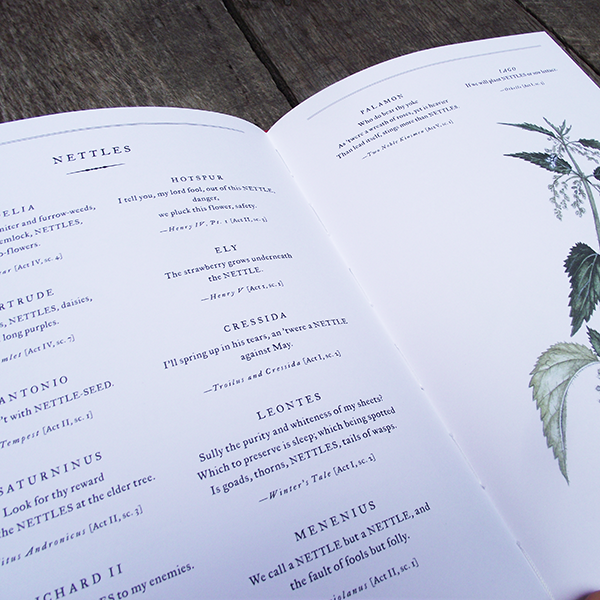 
                  
                    Inside view of a hardback edition of Botanical Shakespeare by Sumie Hasegawa-Collins
                  
                