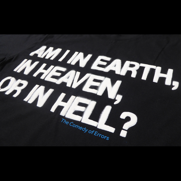 
                  
                    Black t-shirt from Shakespeare's Globe with a printed quote from Shakespeare's The Comedy of Errors
                  
                