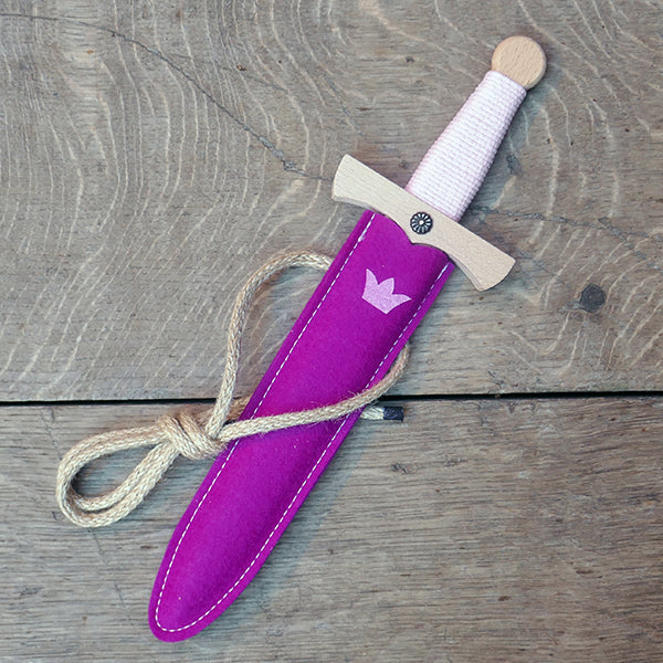 
                  
                    Wooden Dagger with Felt Scabbard (Crown Design)
                  
                
