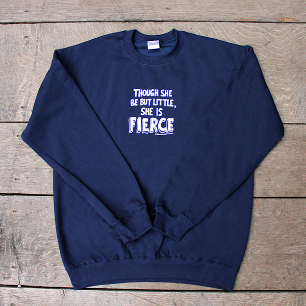 
                  
                    Navy blue cotton blend sweatshirt with white text quote in centre front.
                  
                