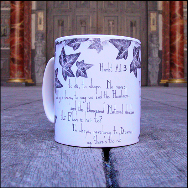 
                  
                    White mug with grey ivy leaves surrounding quote across entire mug
                  
                