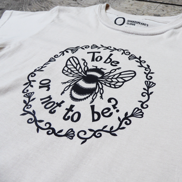 
                  
                    Cream fitted t-shirt with circular graphic in centre front with bee image
                  
                