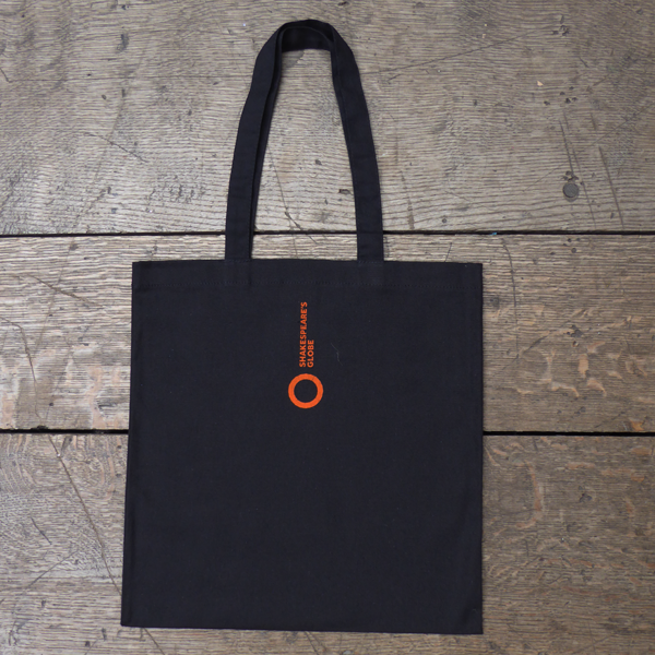 Reverse of black cotton bag from Shakespeare's Globe theatre
