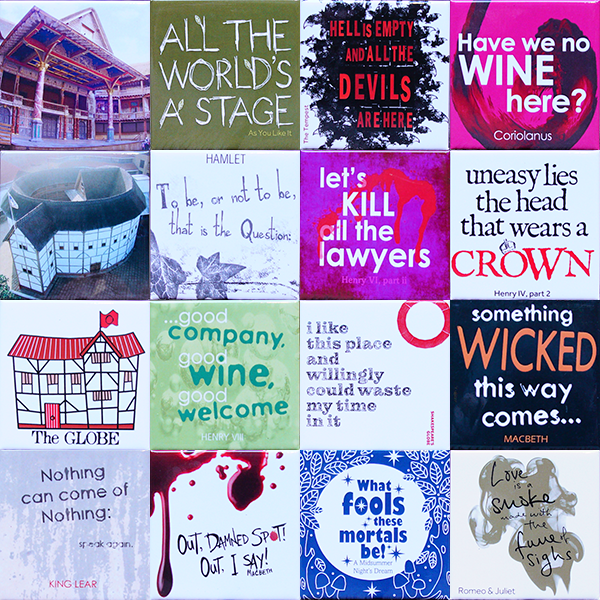 A selection of fridge magnets from Shakespeare's Globe