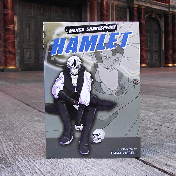 paperback copy of Manga Shakespeare: Hamlet. Graphic novel illustrated by Emma Vieceli