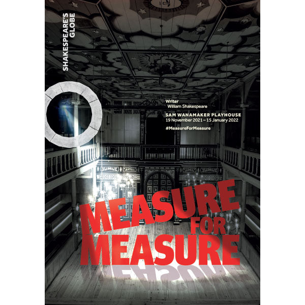 Poster celebrating the 2022 production of Measure for Measure in the Sam Wanamaker Playhouse at Shakespeare's Globe
